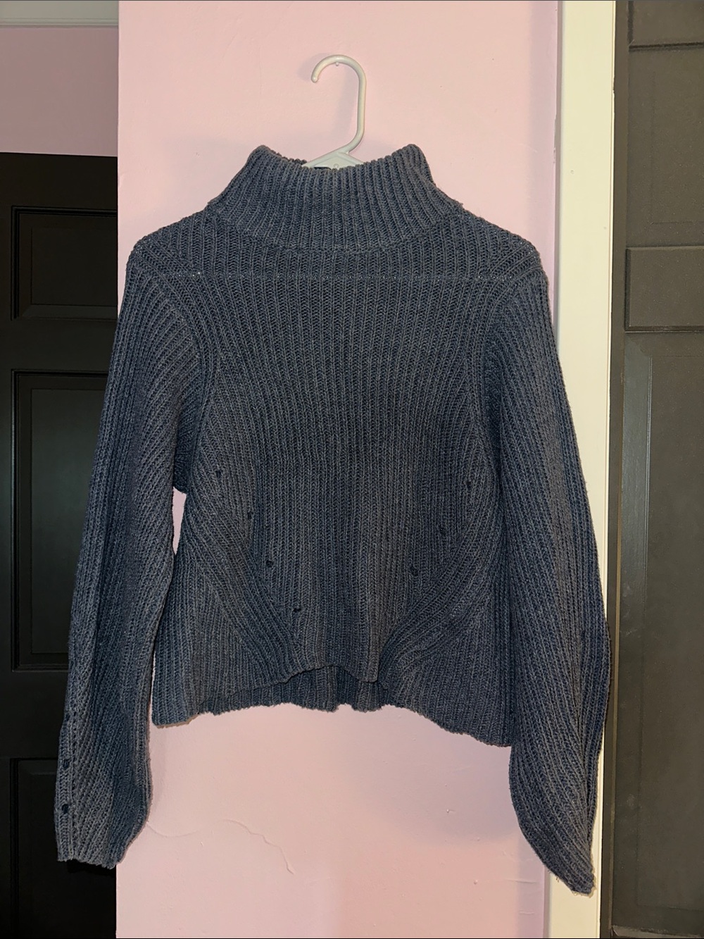 FAVLUX Slate Blue Ribbed Turtleneck Sweater
